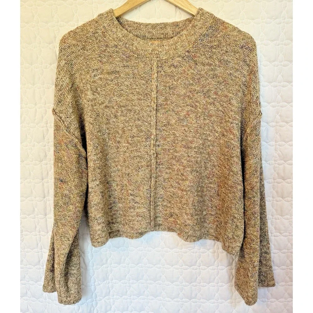 Streetwear‎ Billabong Boho Deconstructed Sweater Sz L Crop Multi-Colored Flared